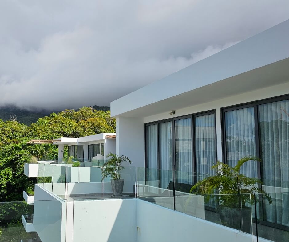 outside view of master bedroom balcony and the hills